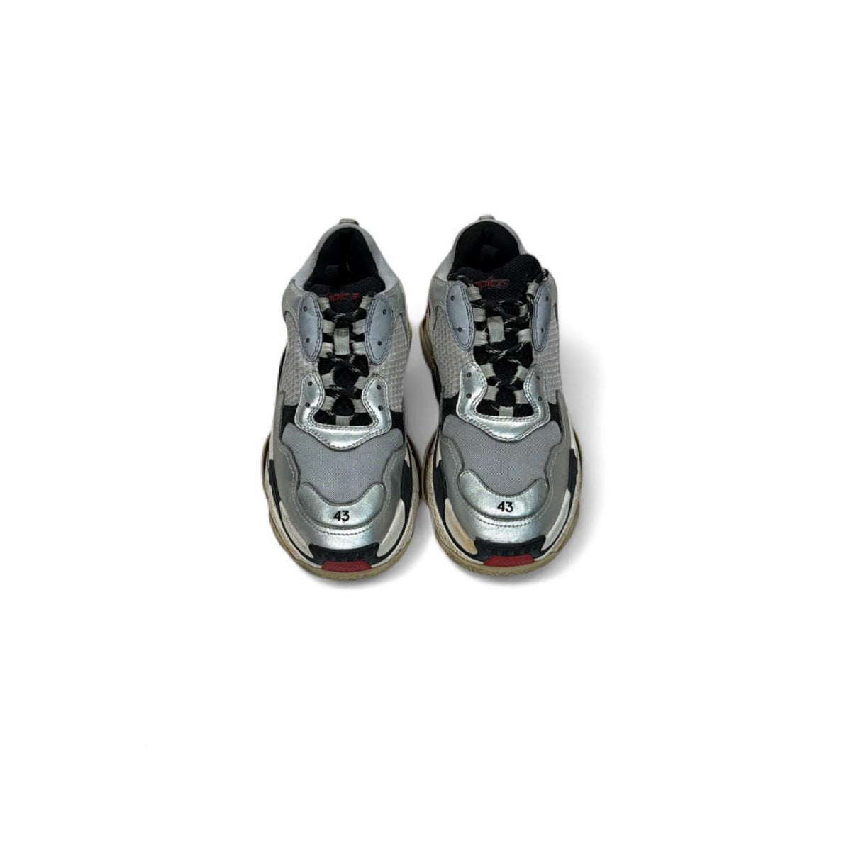 Balenciaga Triple S Silver, Red & Black Sneakers — front