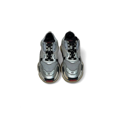 Balenciaga Triple S Silver, Red & Black Sneakers — front