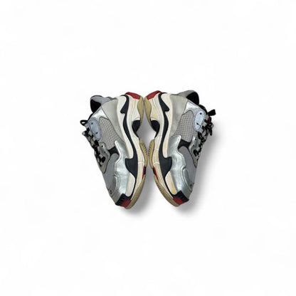Balenciaga Triple S Silver, Red & Black Sneakers — side