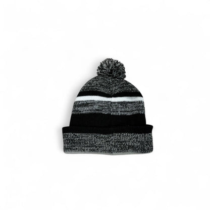 Philadelphia Eagles Black & Grey Striped Pom Beanie — back
