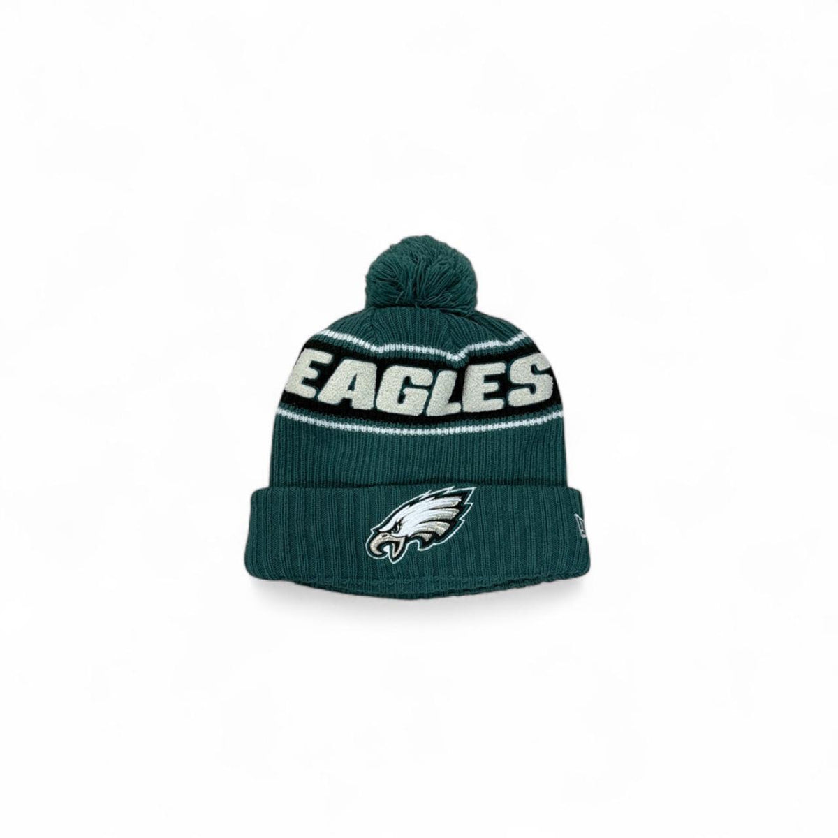 Philadelphia Eagles Green Knit Pom Beanie — front